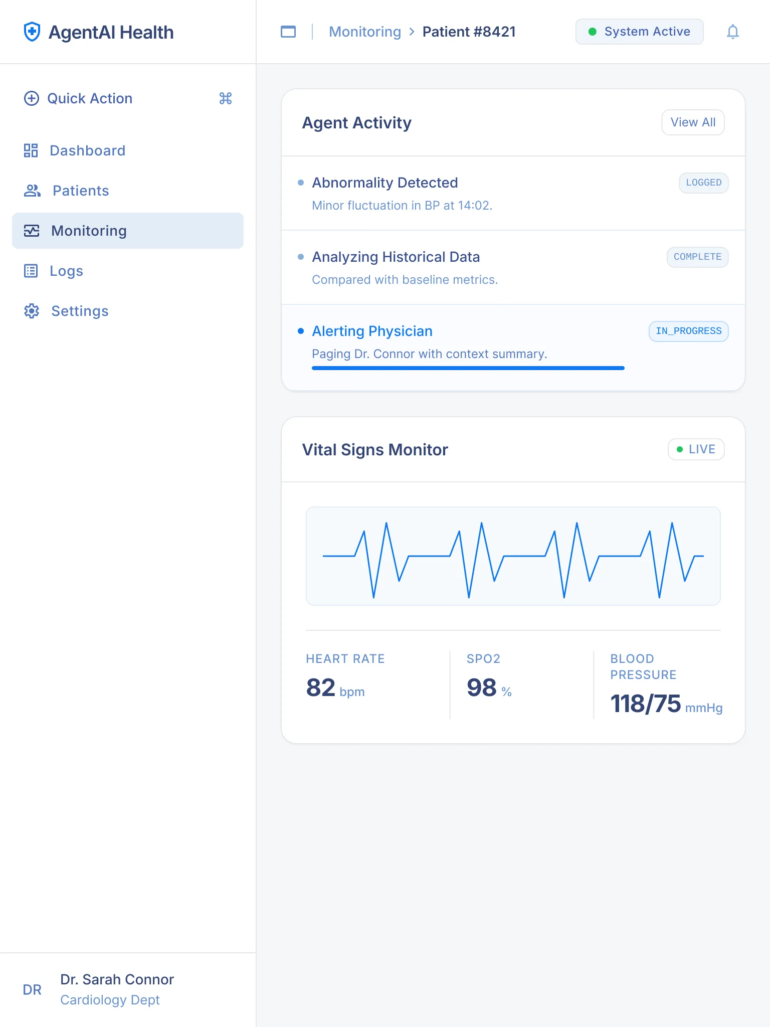 Healthcare dashboard